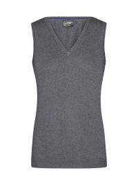 Stickpullunder Damen in Grau – Eleganter V-Ausschnitt, taillierte Passform und feine Strickqualität, ideal für Business & Freizeit. Perfekt für Bestickung mit Logo